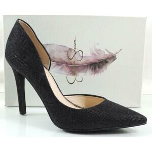 Jessica Simpson Claudette D'Orsay Dress Pump Heels Black Sparkle Mesh